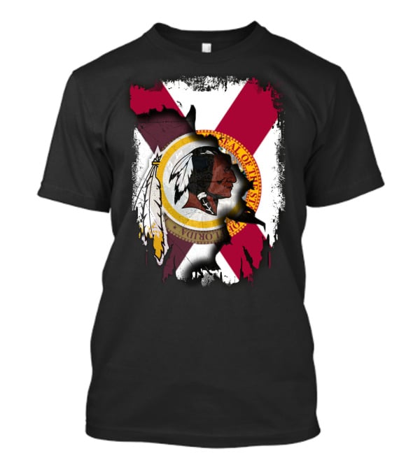Florida State Flag With Redskins Face And Logo Together T-Shirt