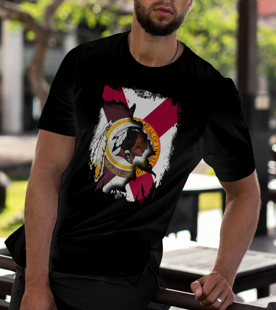 Florida State Flag With Redskins Face And Logo Together T-Shirt