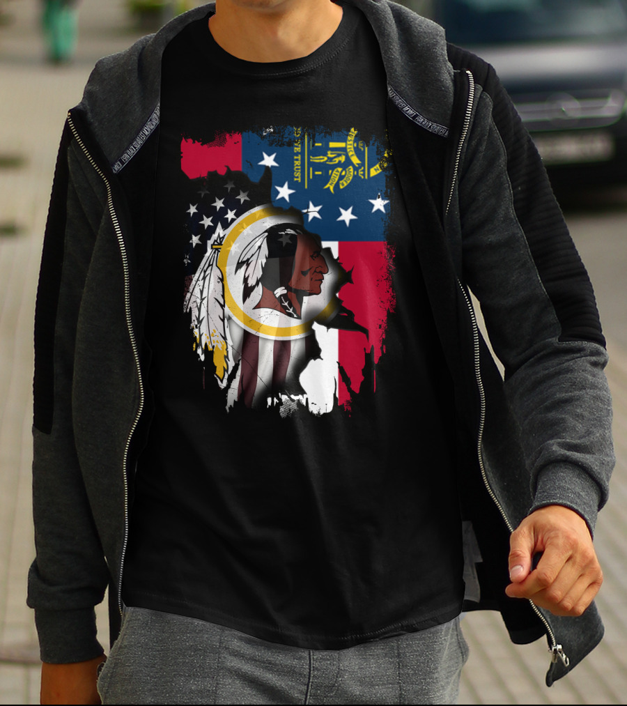 Georgia State Flag Merged With Washington Redskins T-Shirt