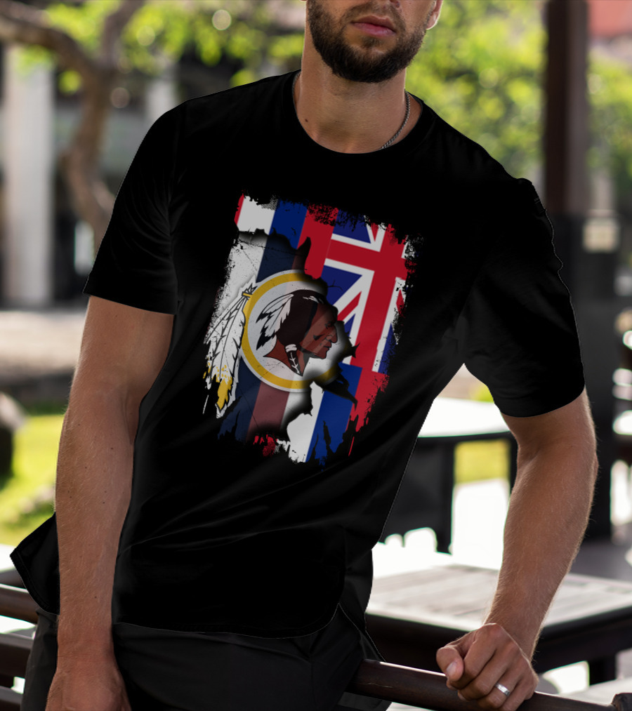 Hawaii Union Jack With Washington Redskins T-Shirt