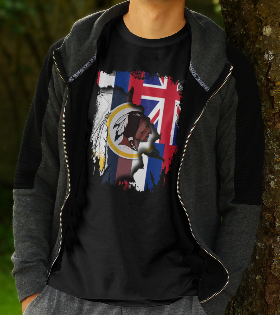 Hawaii Union Jack With Washington Redskins T-Shirt