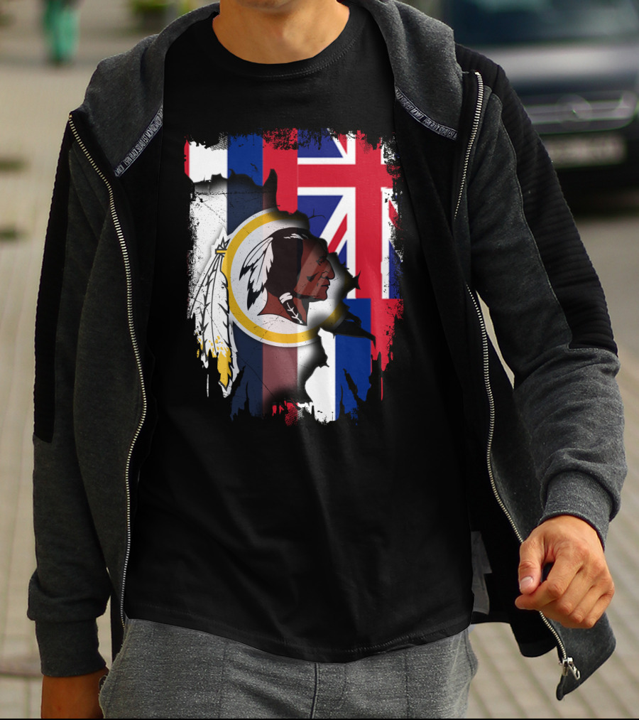 Hawaii Union Jack With Washington Redskins T-Shirt