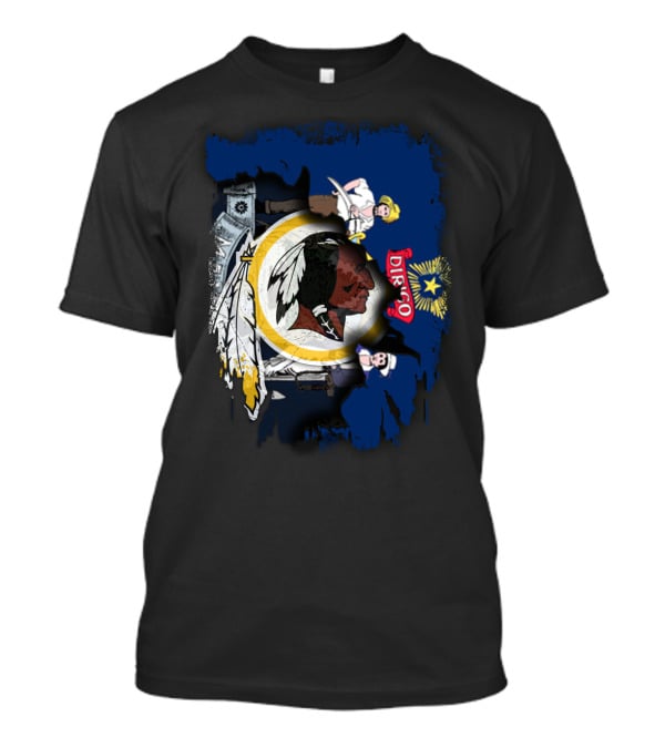 Together Maine With Redskins Dirigo Flag And Logo Montage T-Shirt