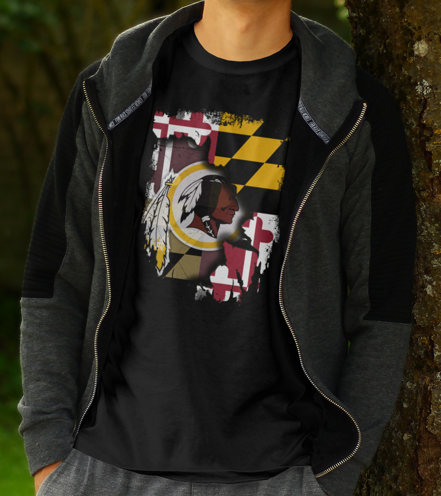 Maryland Flag With Washington Redskins T-Shirt