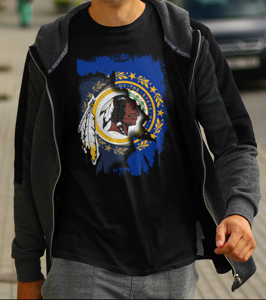 New Hampshire State Seal Blended With Historical Redskins T-Shirt