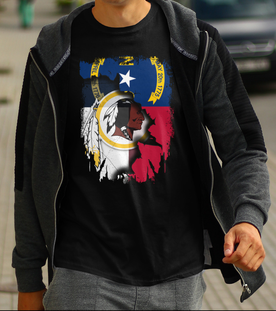 North Carolina State Flag Combined With Redskins T-Shirt
