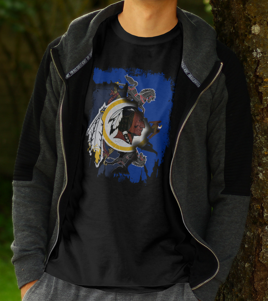Together Pennsylvania Washington Redskins Logo With Two Black Knights Lions T-Shirt