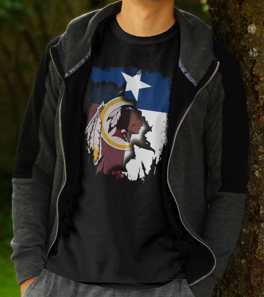 Texas Flag And Washington Redskins Logo United T-Shirt