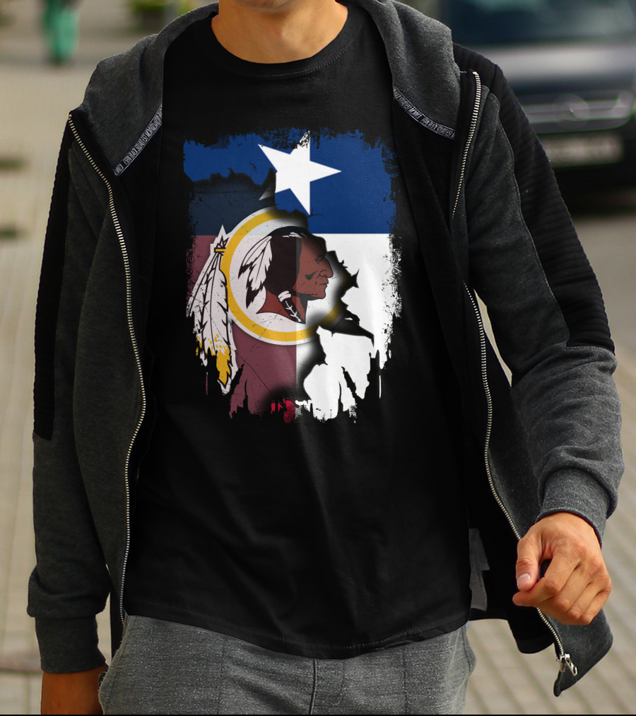 Texas Flag And Washington Redskins Logo United T-Shirt