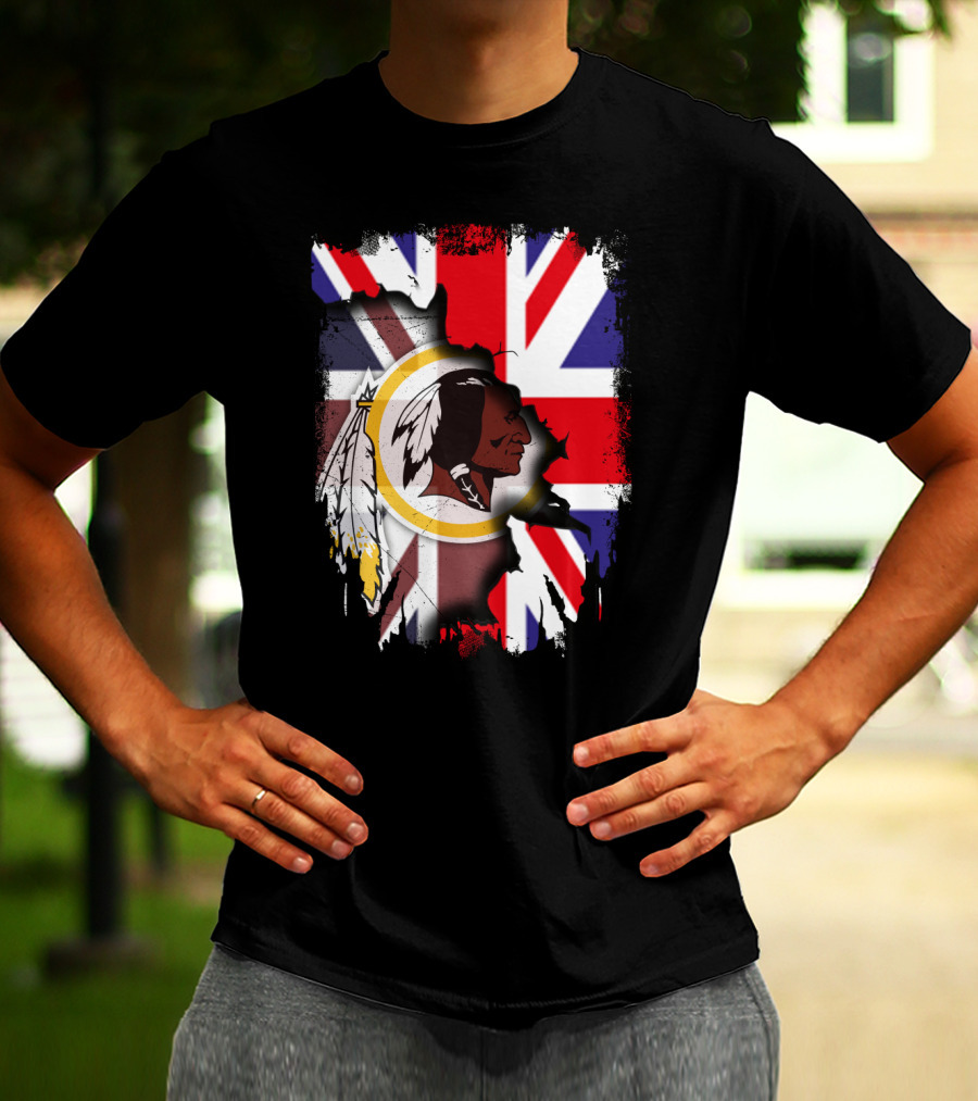 United Kingdom Union Jack With Washington Redskins T-Shirt