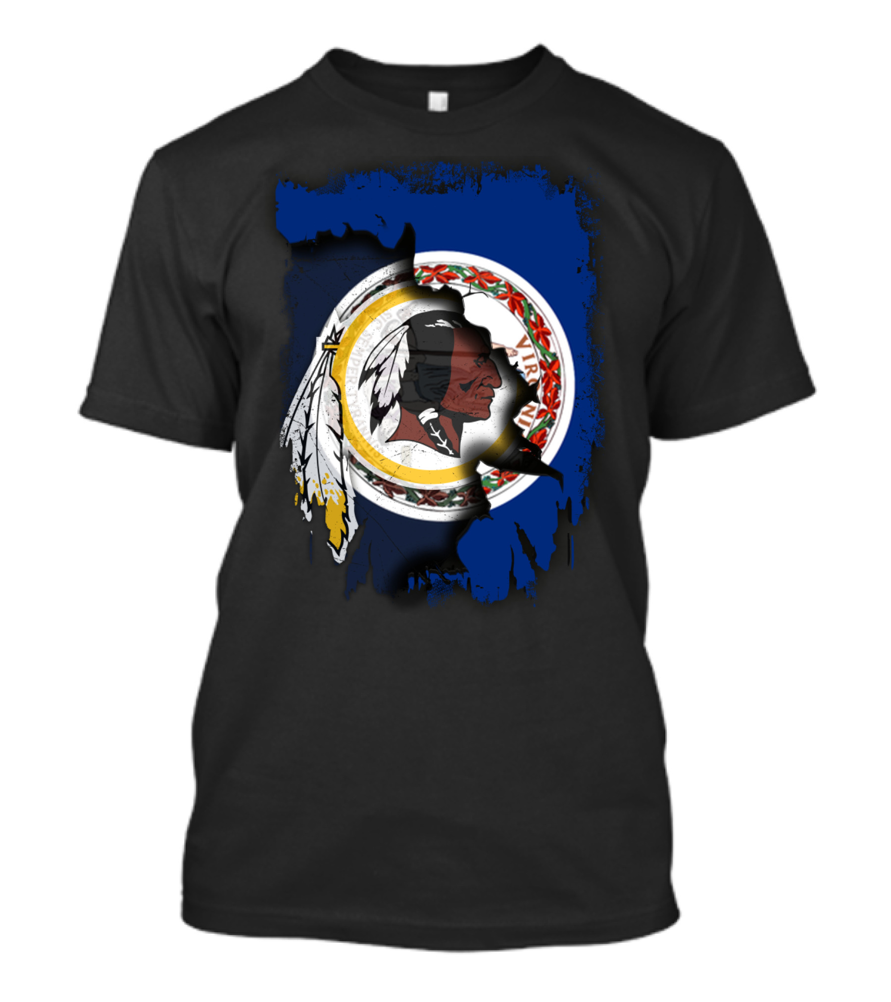 Together Virginia With Redskins Washington Football Team Logo And Virginia State Flag T-Shirt