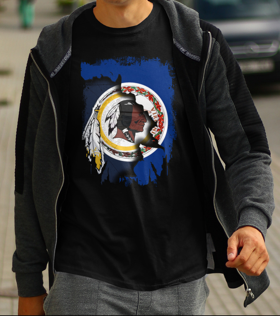 Together Virginia With Redskins Washington Football Team Logo And Virginia State Flag T-Shirt