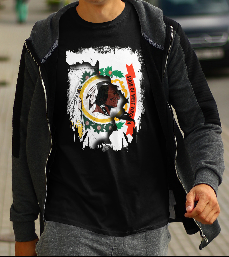 State Of West Virginia Redskins Collaboration T-Shirt