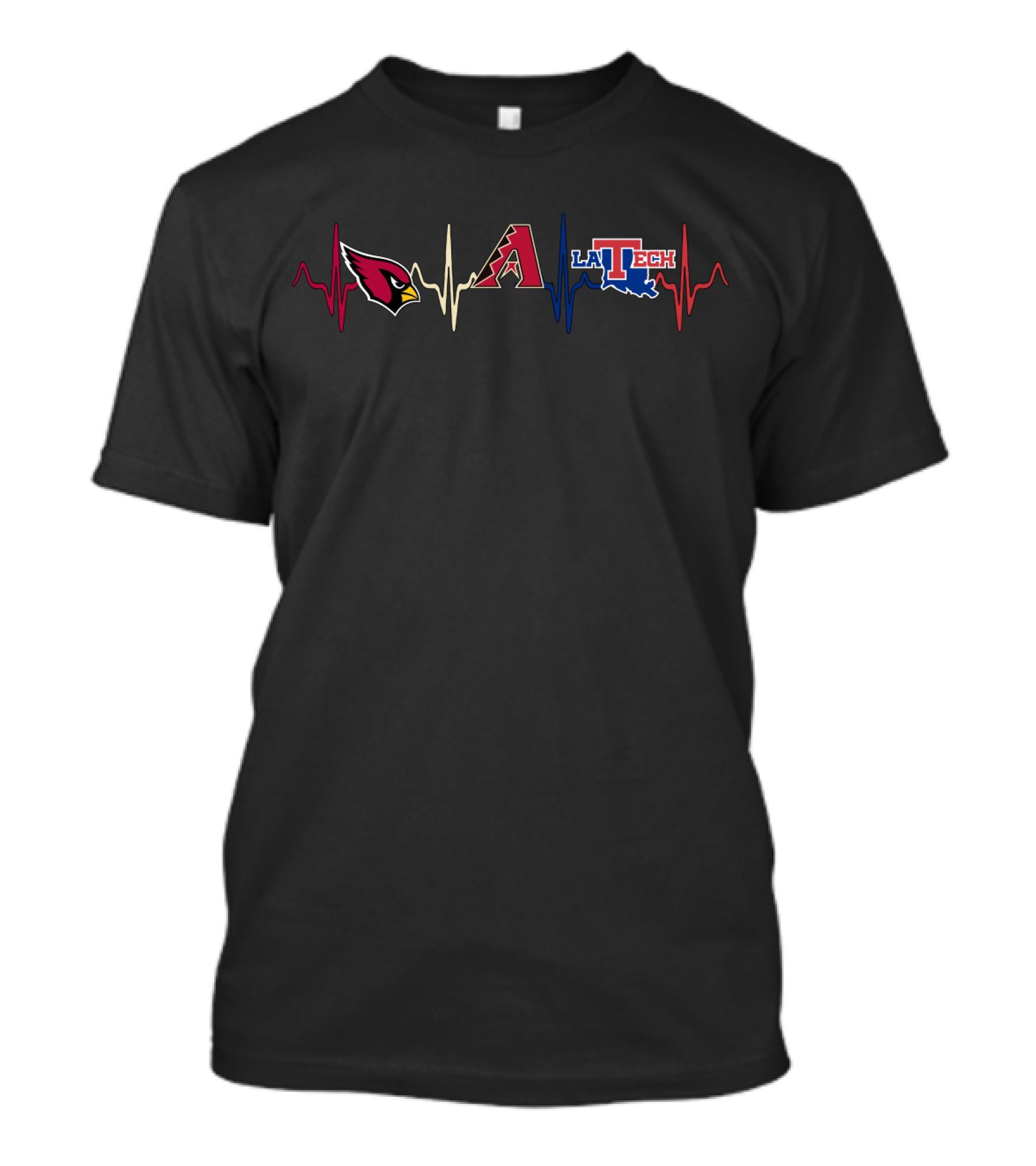 Cardinals Diamondbacks La Tech Heartbeat Logos T-Shirt