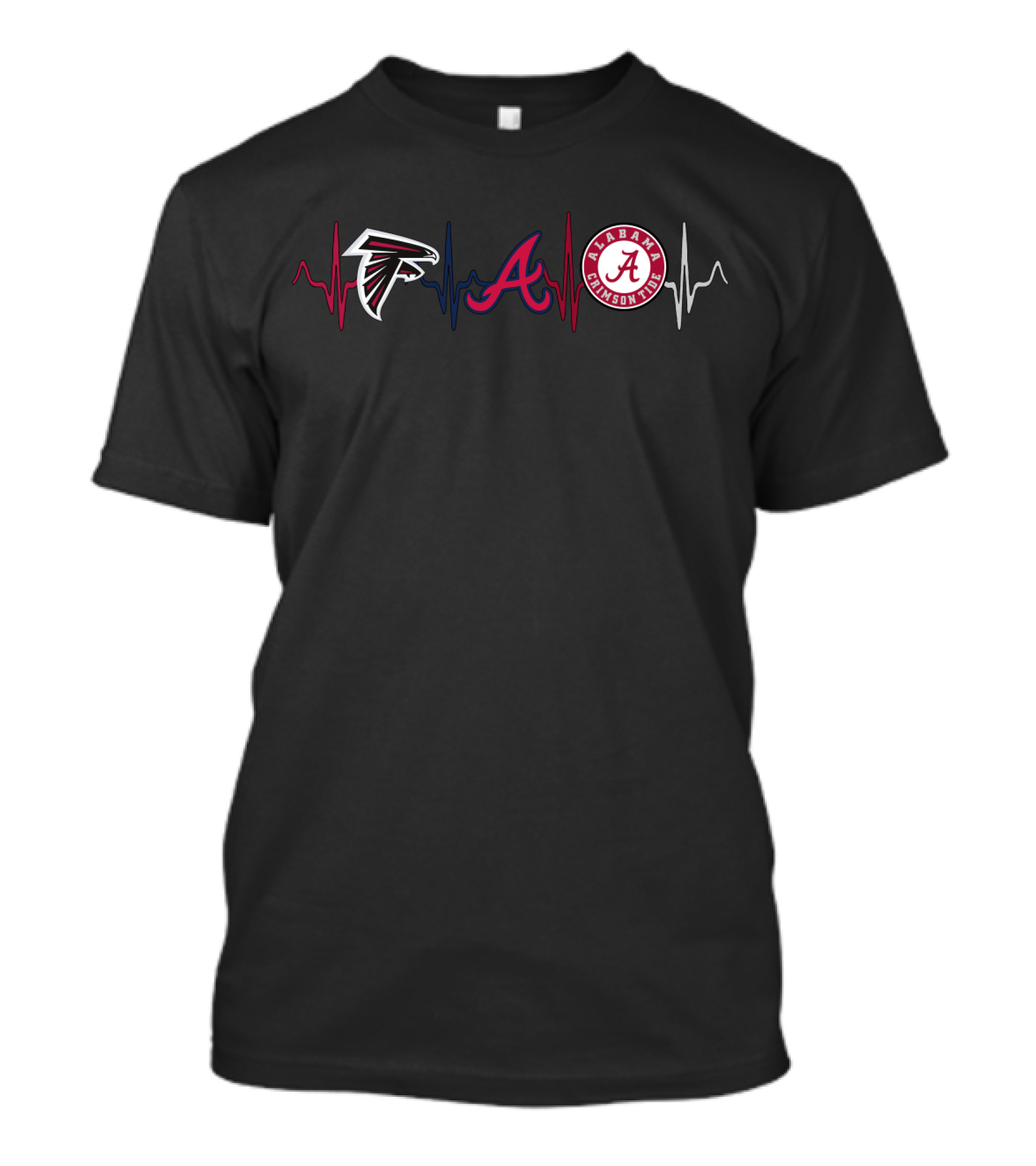 Falcons Braves Alabama Crimson Tide Heartbeat T-Shirt