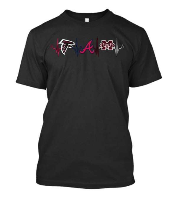 Atlanta Falcons Atlanta Braves Mississippi State Bulldogs Heartbeat T-Shirt