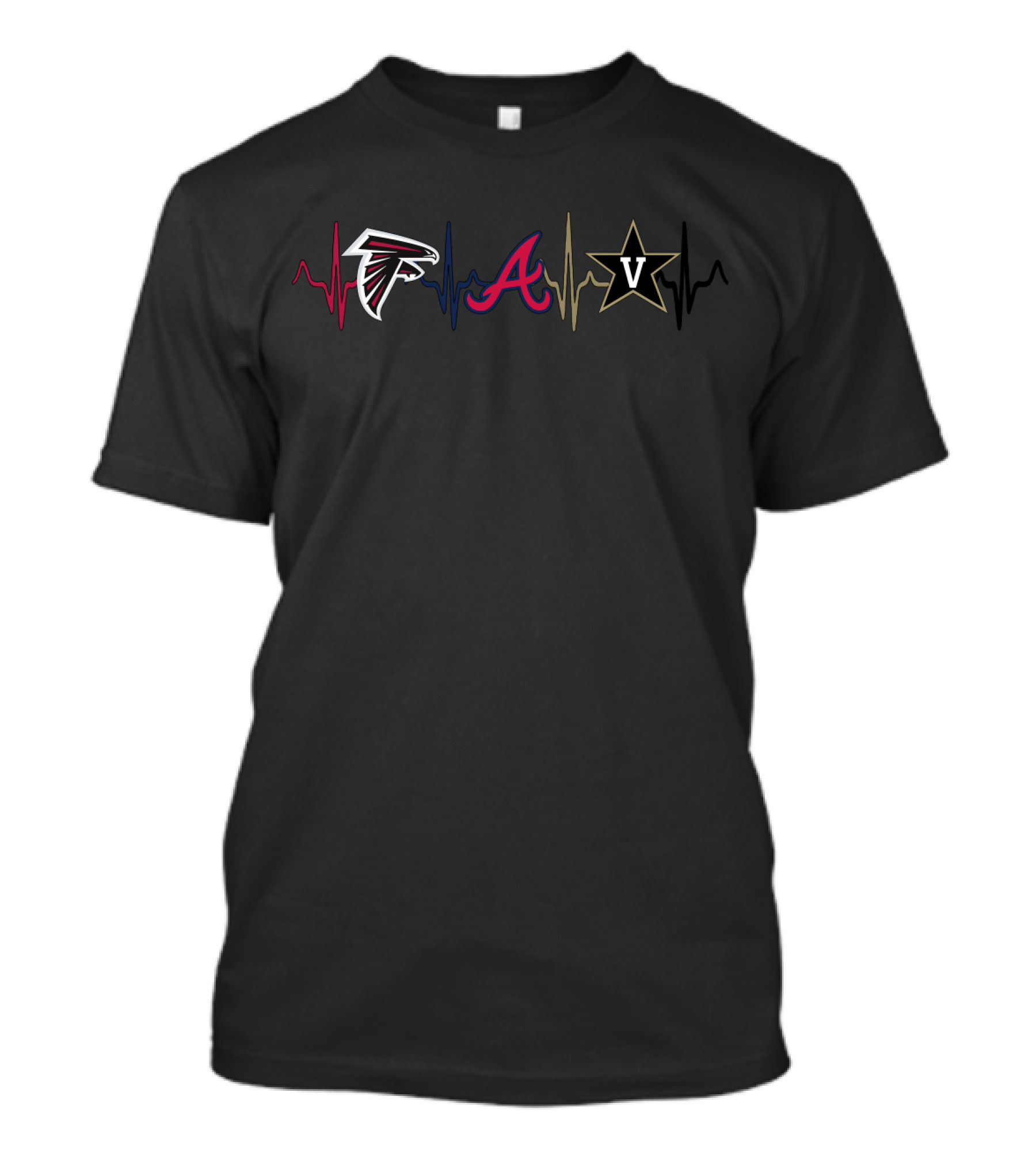 Atlanta Falcons Atlanta Braves Vanderbilt Commodores Heartbeat T-Shirt