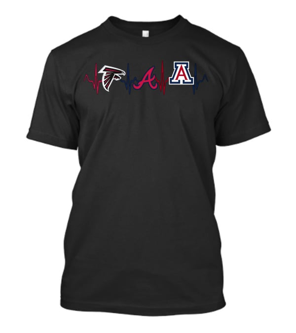 Atlanta Falcons Braves University Of Arizona Wildcats Heartbeat Logos T-Shirt