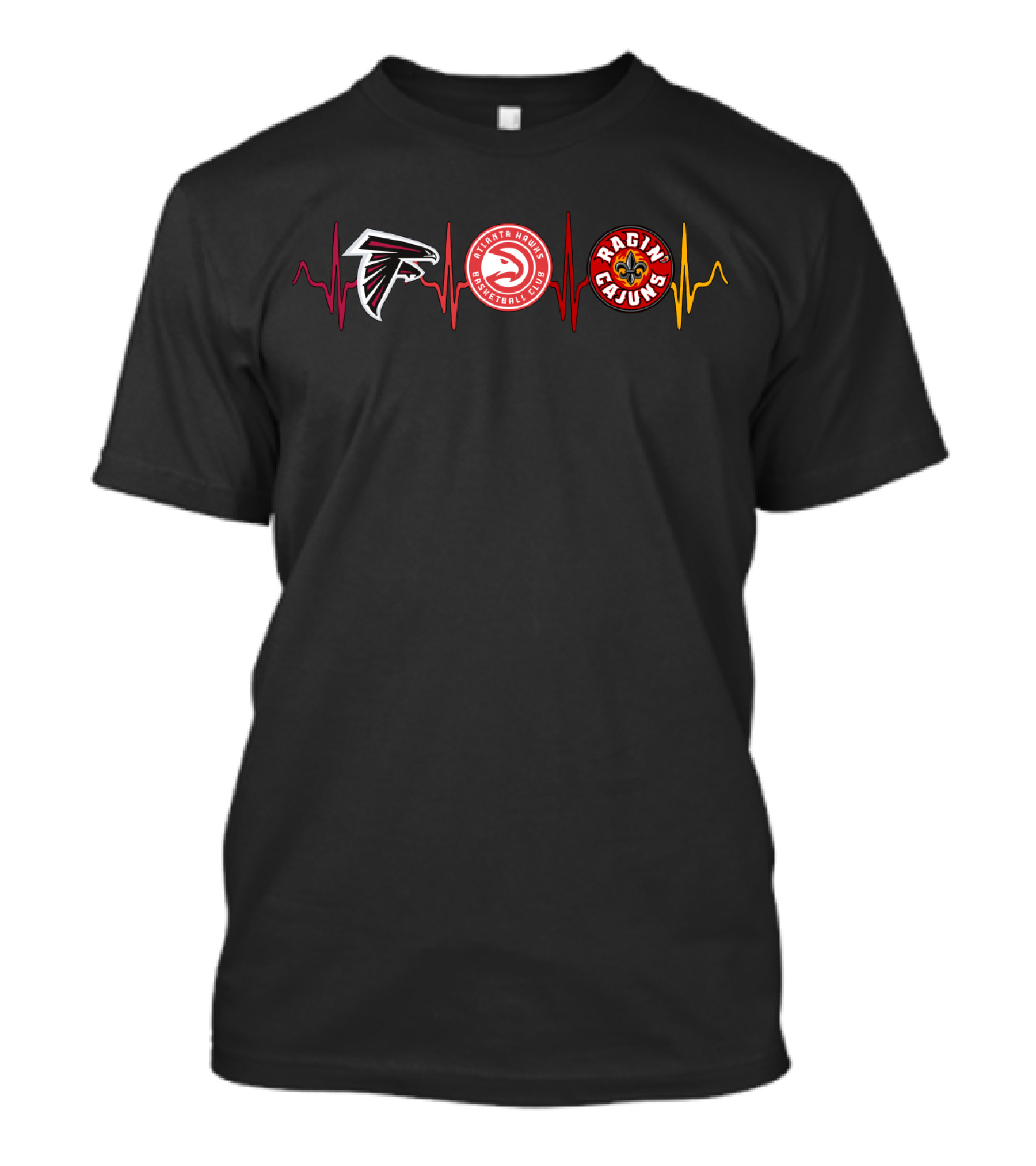 Atlanta Falcons Hawks Basketball Ragin' Cajuns Lrc Heartbeat T-Shirt
