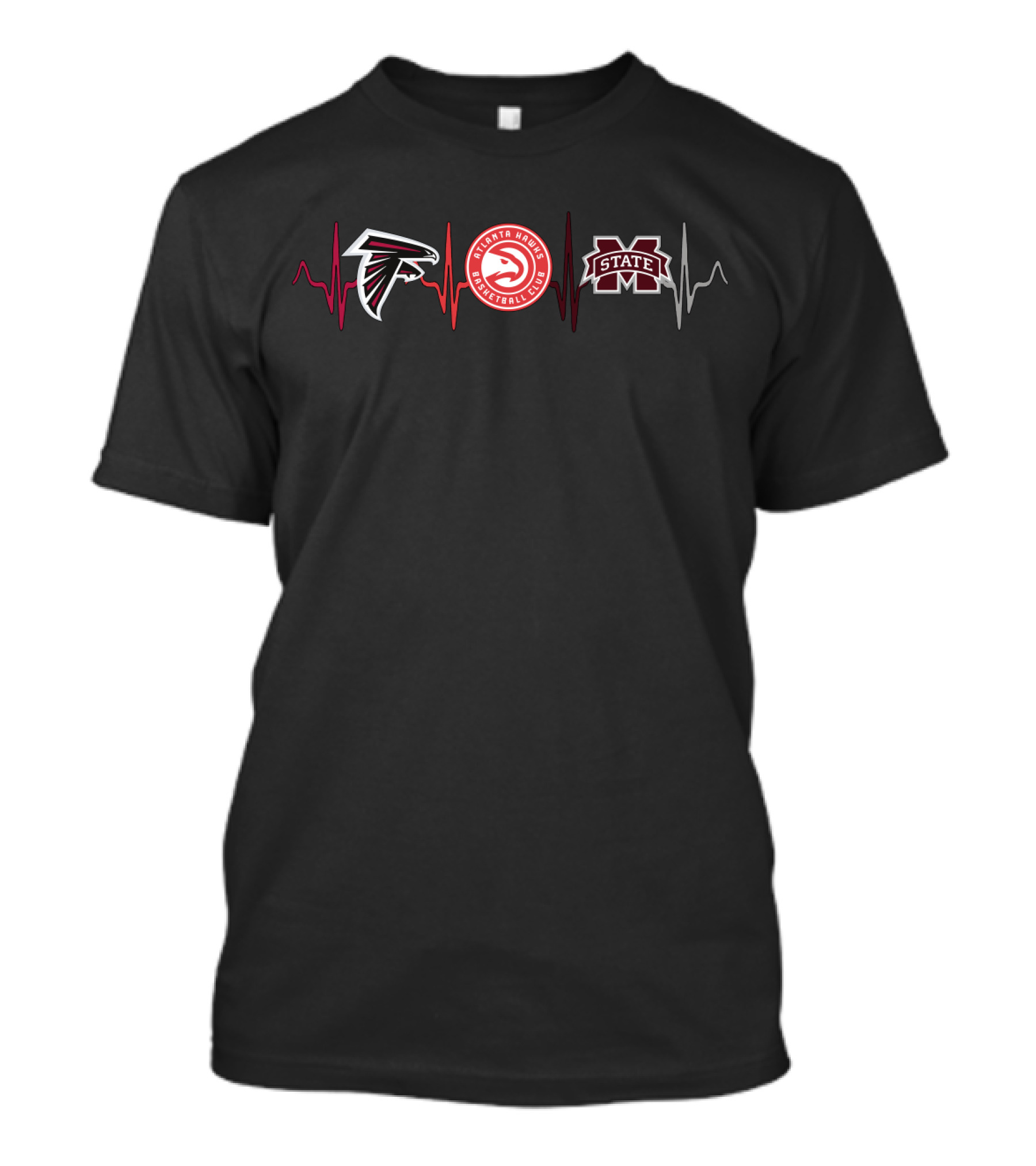 Atlanta Falcons Hawks Mississippi State Heartbeat T-Shirt