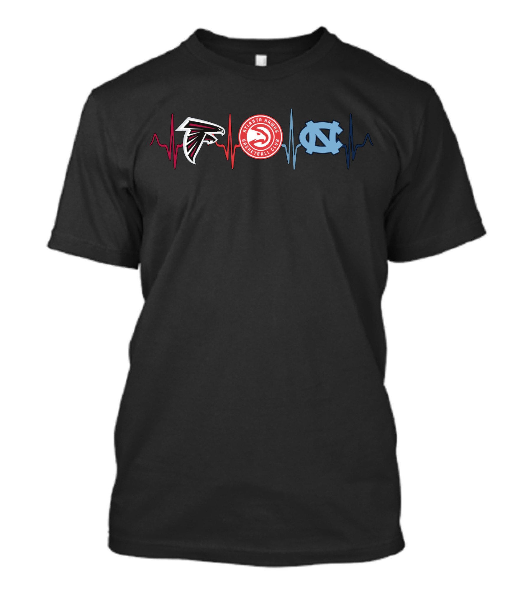 Atlanta Falcons Hawks Unc Tar Heels Heartbeat T-Shirt