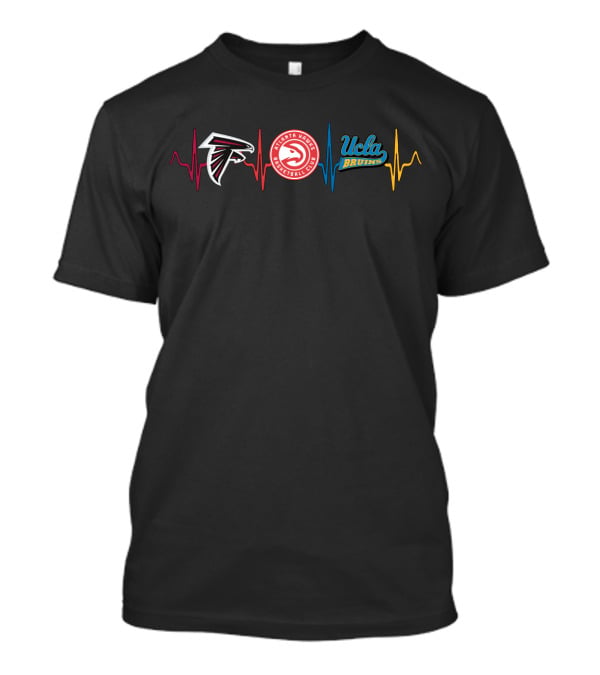 Atlanta Falcons Hawks Ucla Bruins Logo Heartbeat T-Shirt