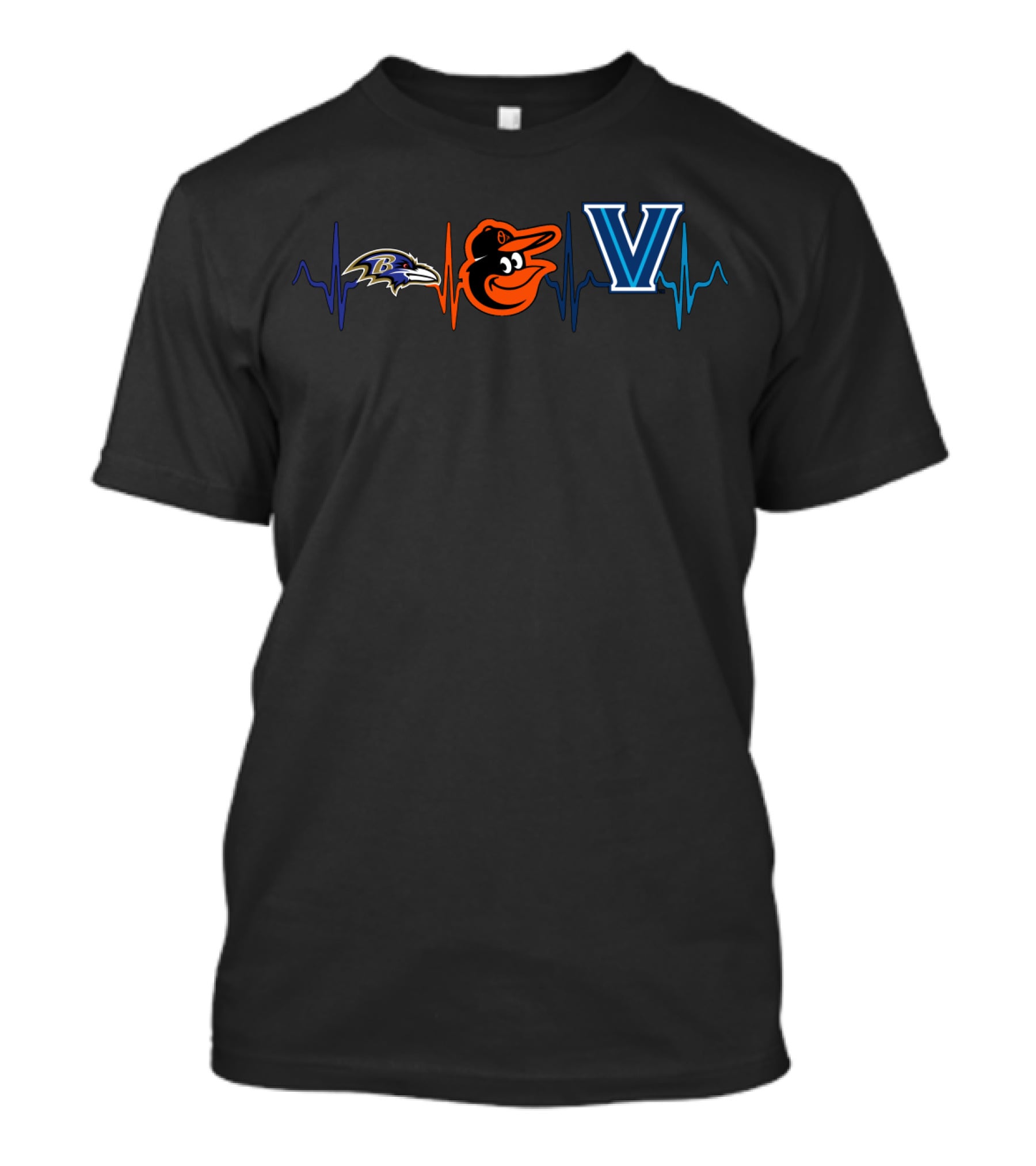 Baltimore Ravens Baltimore Orioles Villanova Heartbeat T-Shirt