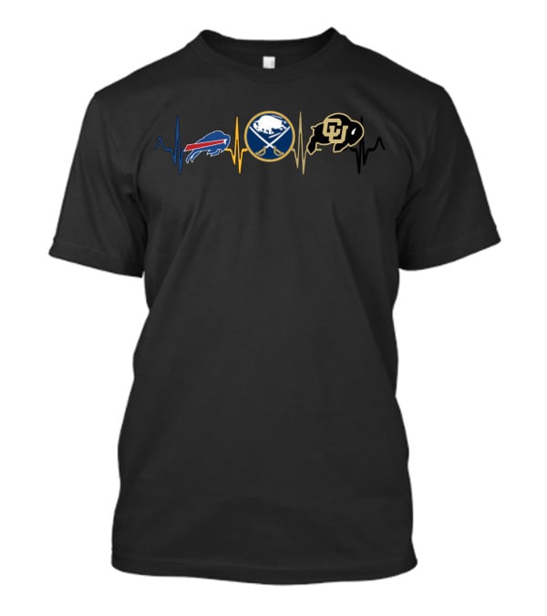 Buffalo Bills Buffalo Sabres Colorado Buffaloes Heartbeat Fan T-Shirt