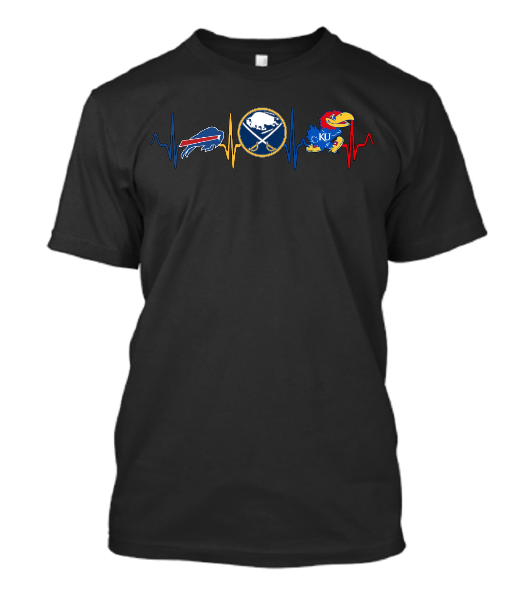 Buffalo Bills Buffalo Sabres Kansas Jayhawks Heartbeat T-Shirt