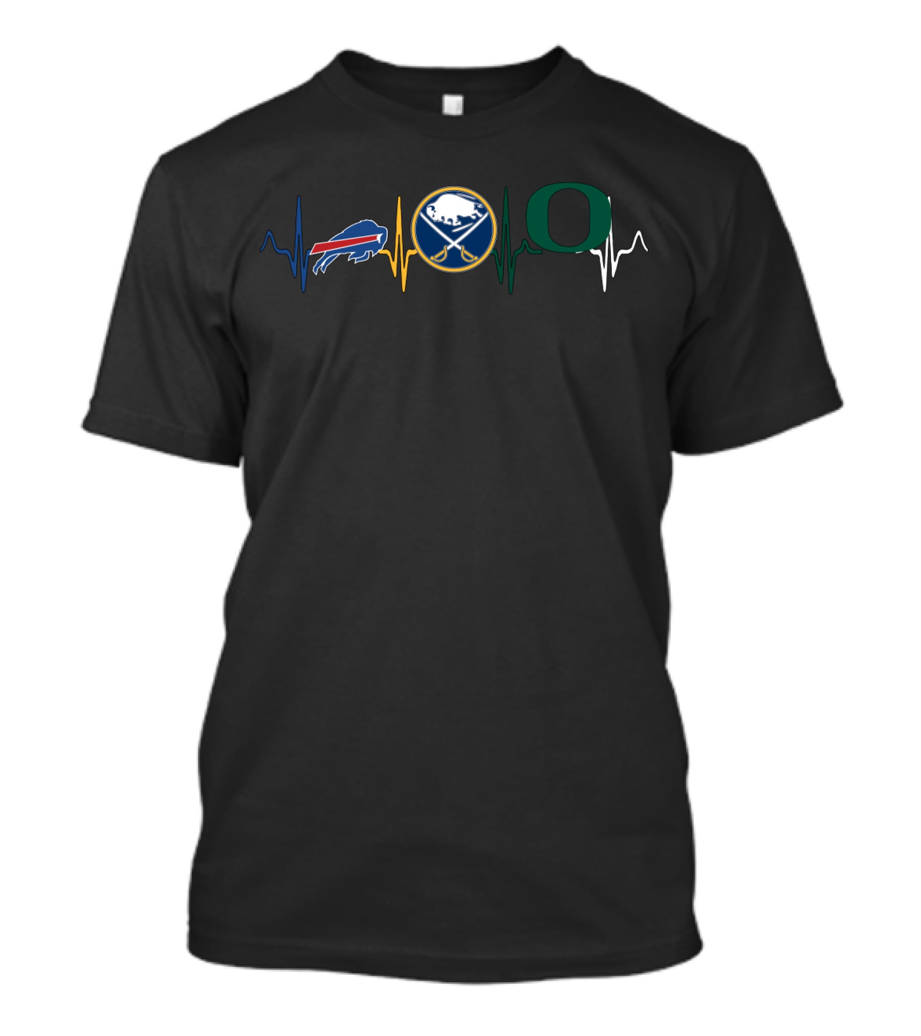 Buffalo Bills And Sabres Heartbeat With Oregon Ducks T-Shirt