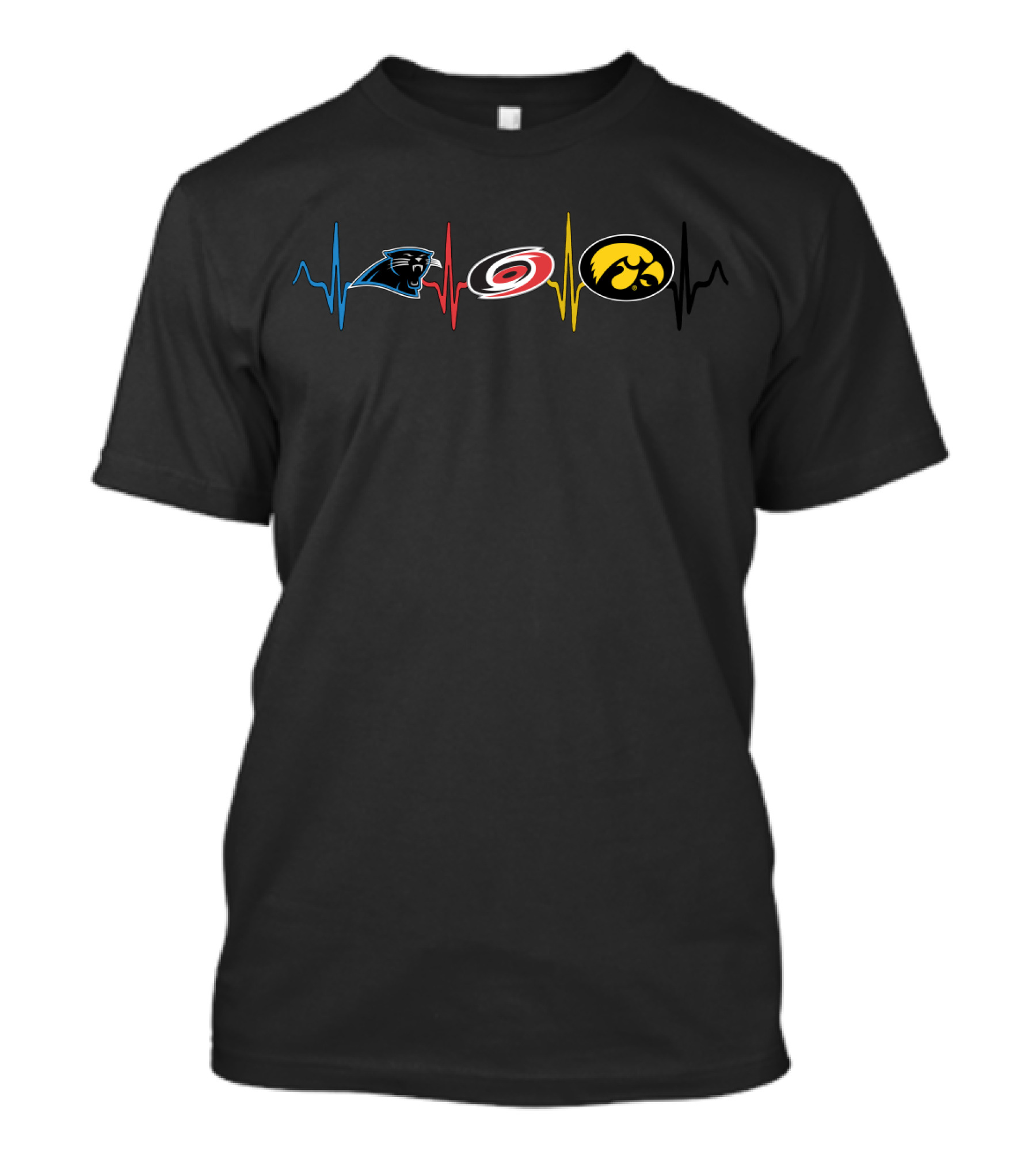 Carolina Panthers Carolina Hurricanes Iowa Hawkeyes Heartbeat T-Shirt