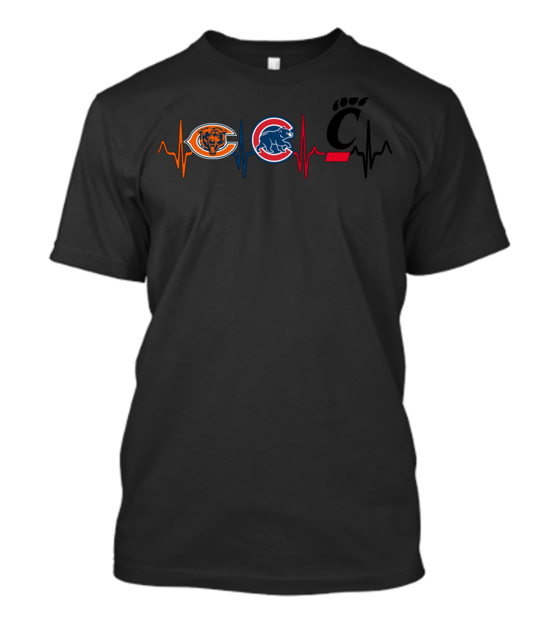 Chicago Bears Chicago Cubs Cincinnati Bearcats Heartbeat T-Shirt