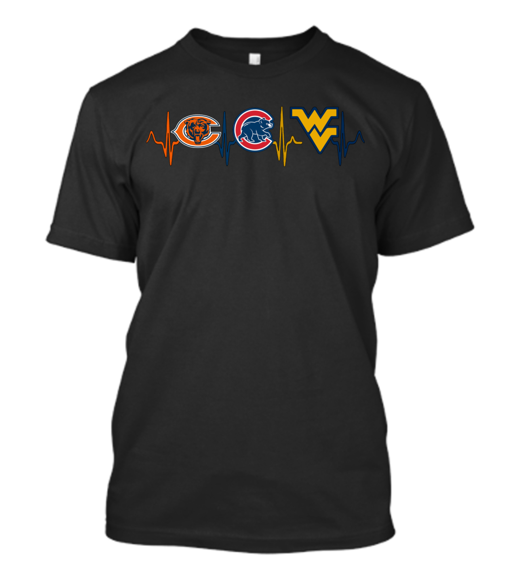 Chicago Bears Chicago Cubs West Virginia Mountaineers Heartbeat T-Shirt