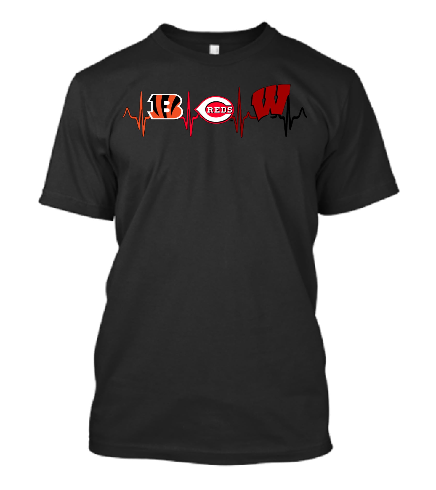Love Bengals Reds Wisconsin Heartbeat T-Shirt