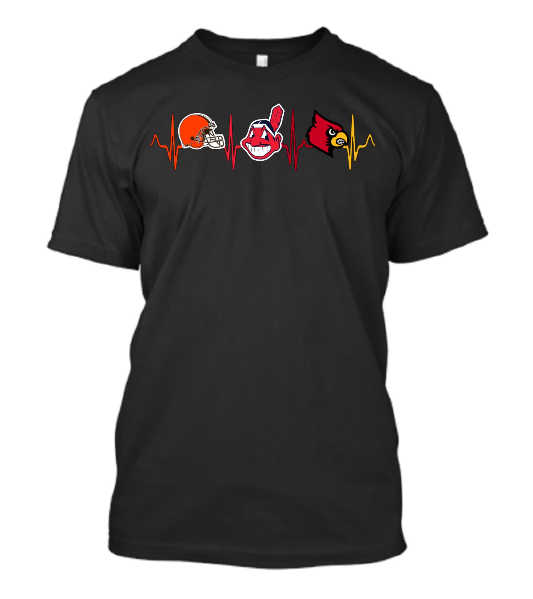 Cleveland Browns Chief Wahoo Louisville Cardinals Heartbeat T-Shirt