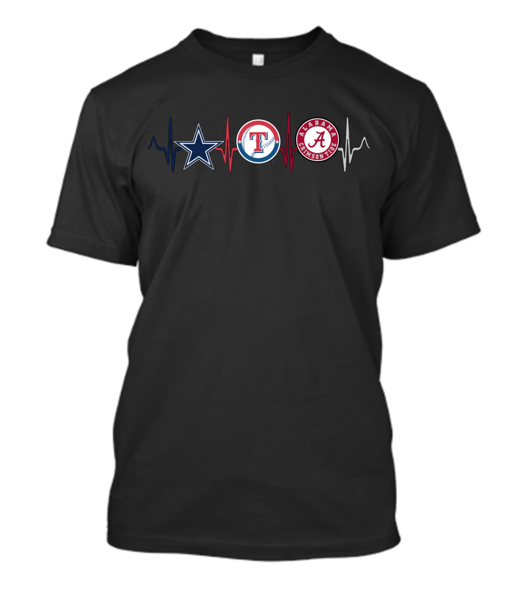 Dallas Cowboys Texas Rangers Alabama Crimson Tide Heartbeat Act T-Shirt