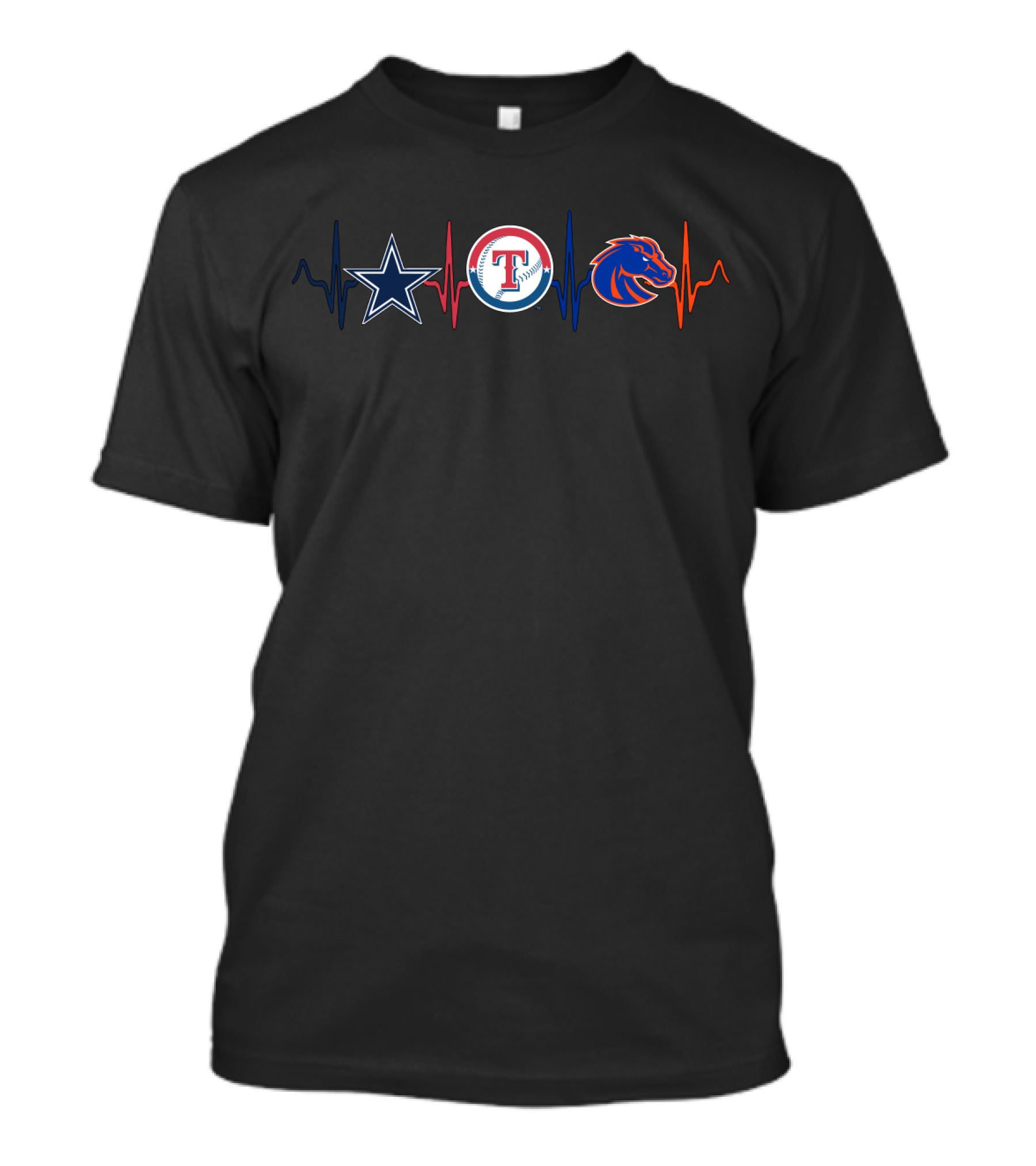 Love Cowboys Rangers Broncos Bsb Heartbeat T-Shirt
