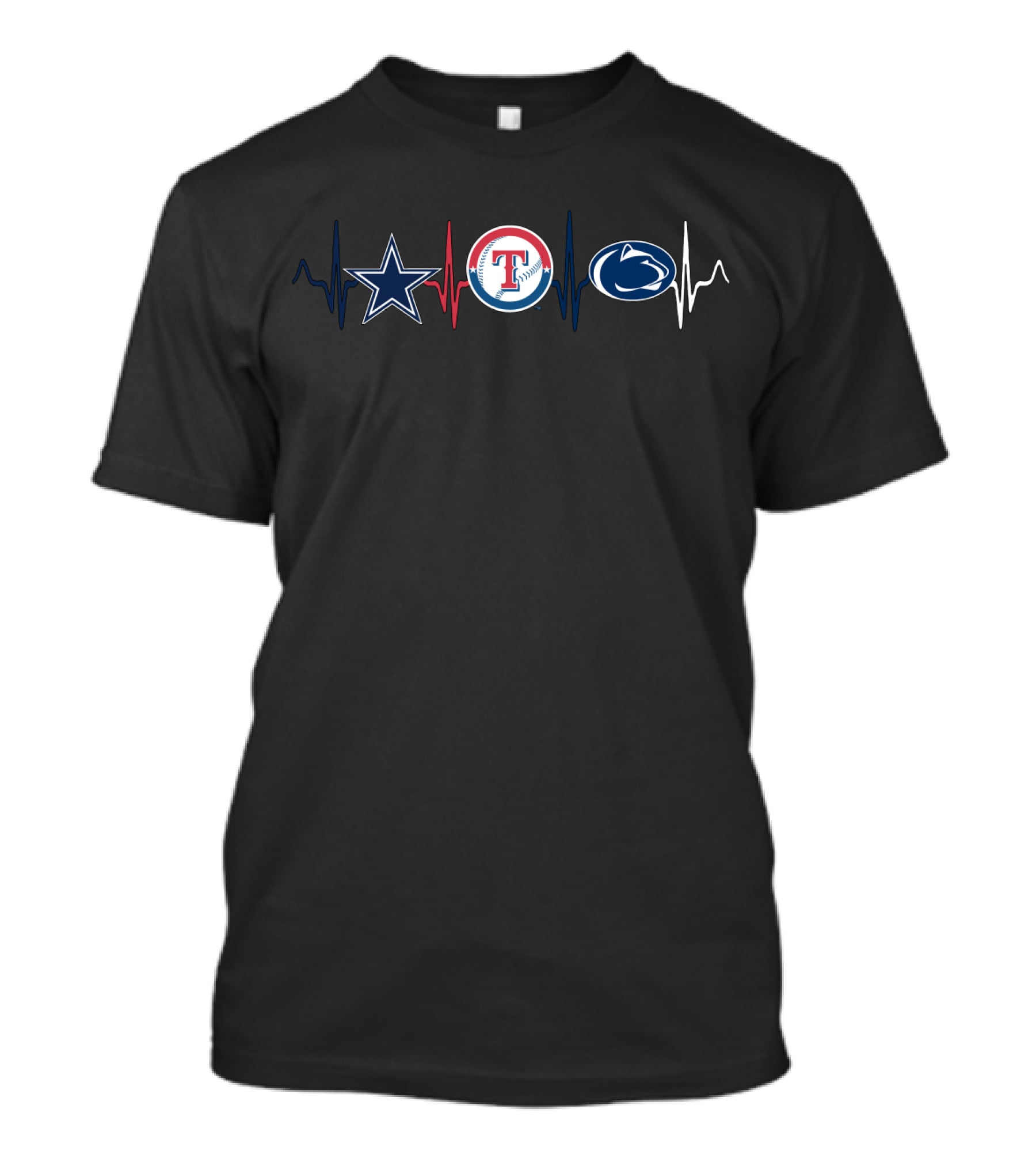 Dallas Cowboys Texas Rangers Penn State Nittany Lions Heartbeat T-Shirt