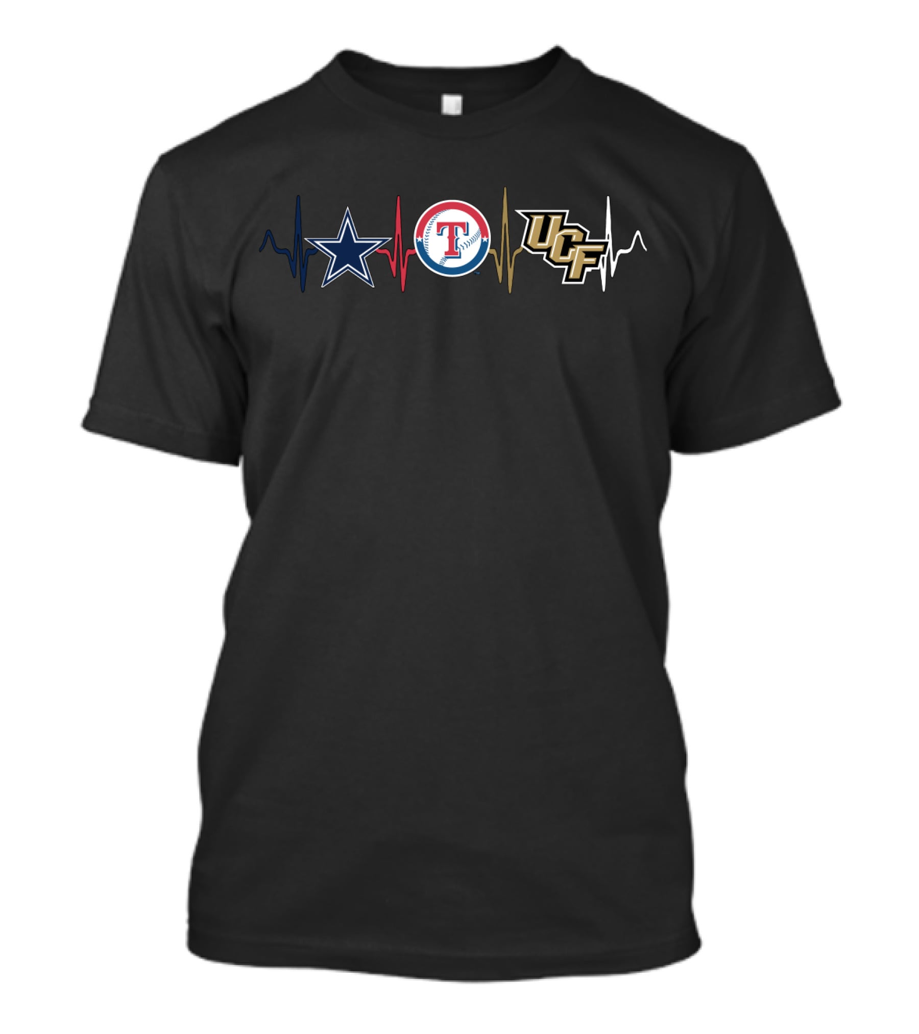 Dallas Cowboys Texas Rangers Ucf Knights Uk Heartbeat T-Shirt