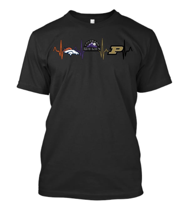Love Denver Broncos Colorado Rockies Purdue Boilermakers Heartbeat T-Shirt