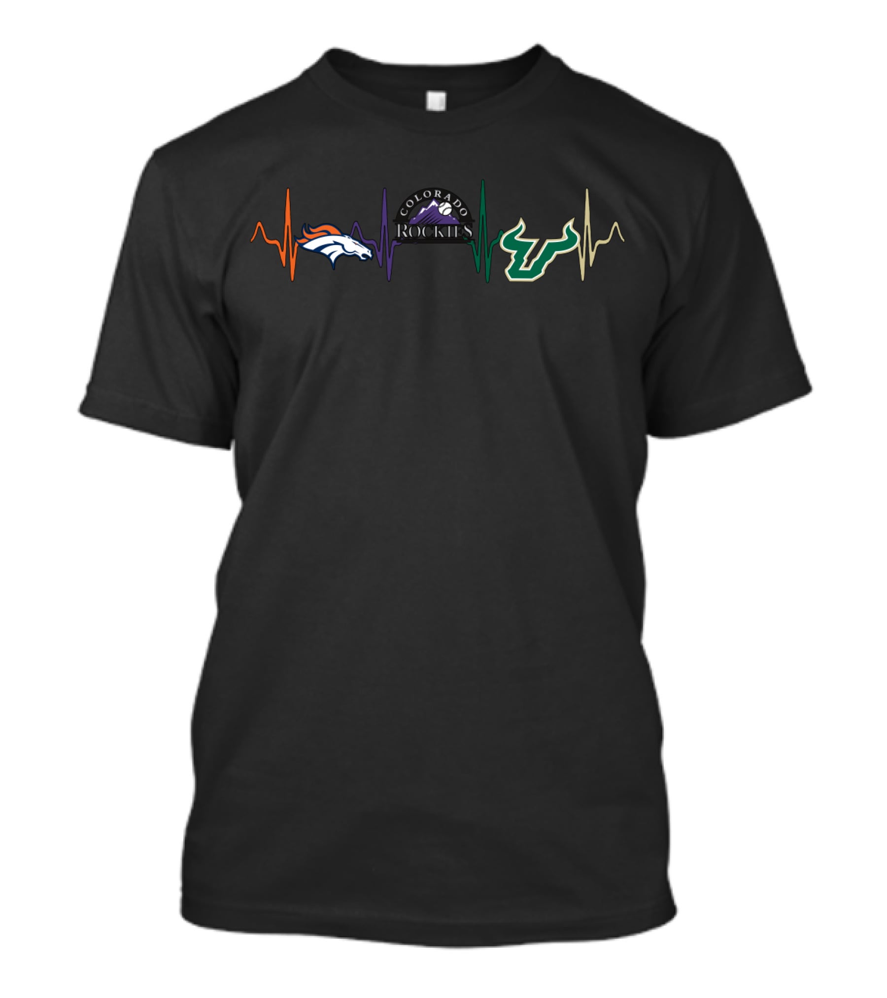 Love Broncos Colorado Rockies Sfb Heartbeat T-Shirt