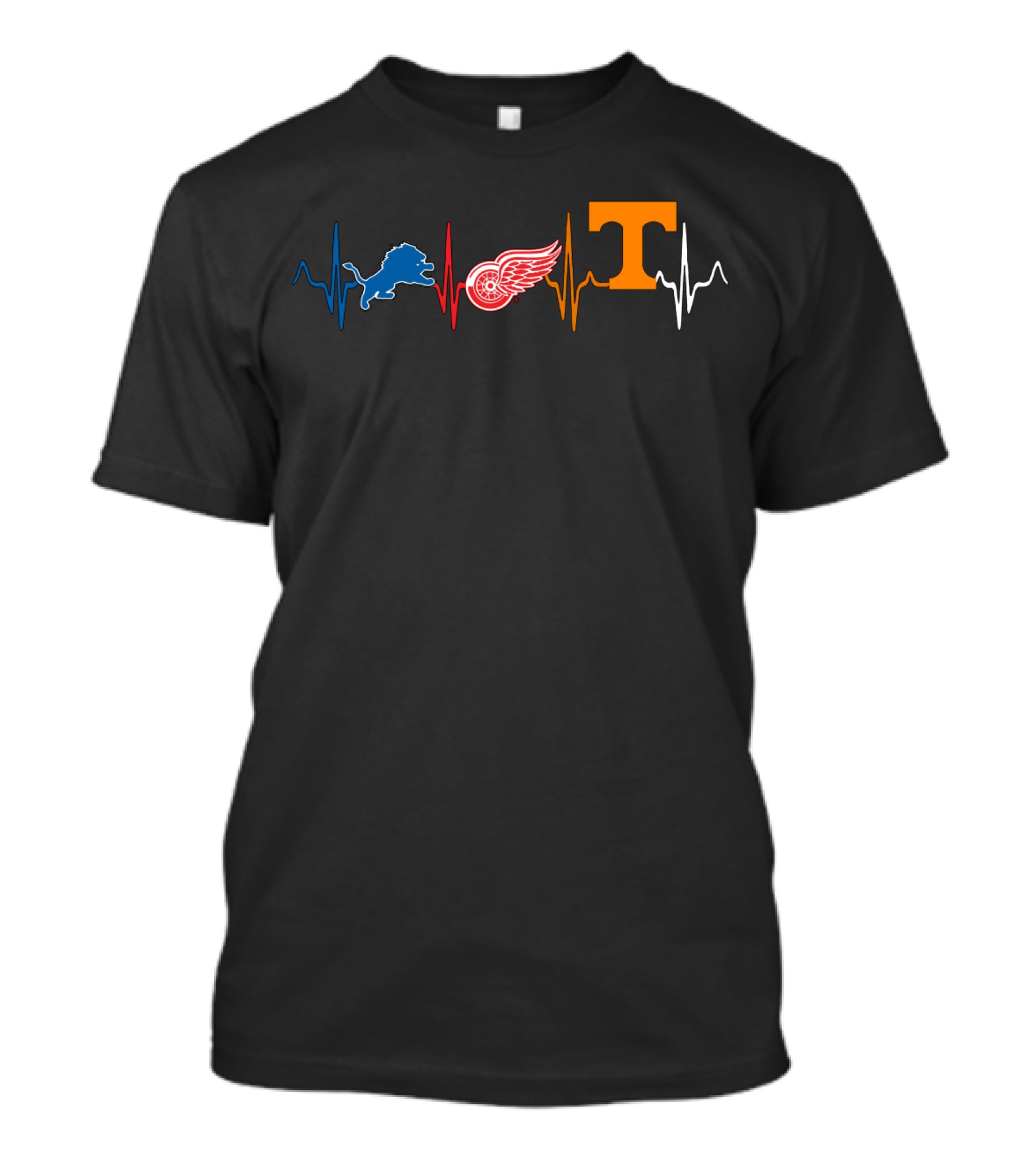 Detroit Lions Red Wings Tennessee Volunteers Heartbeat T-Shirt