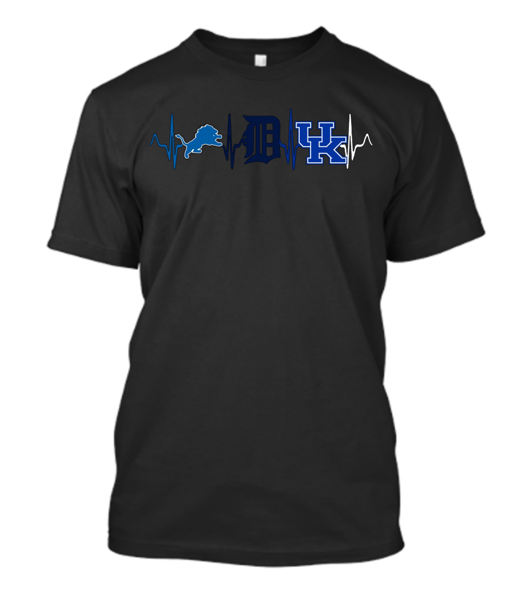 Detroit Lions Detroit Tigers Kentucky Wildcats Heartbeat T-Shirt
