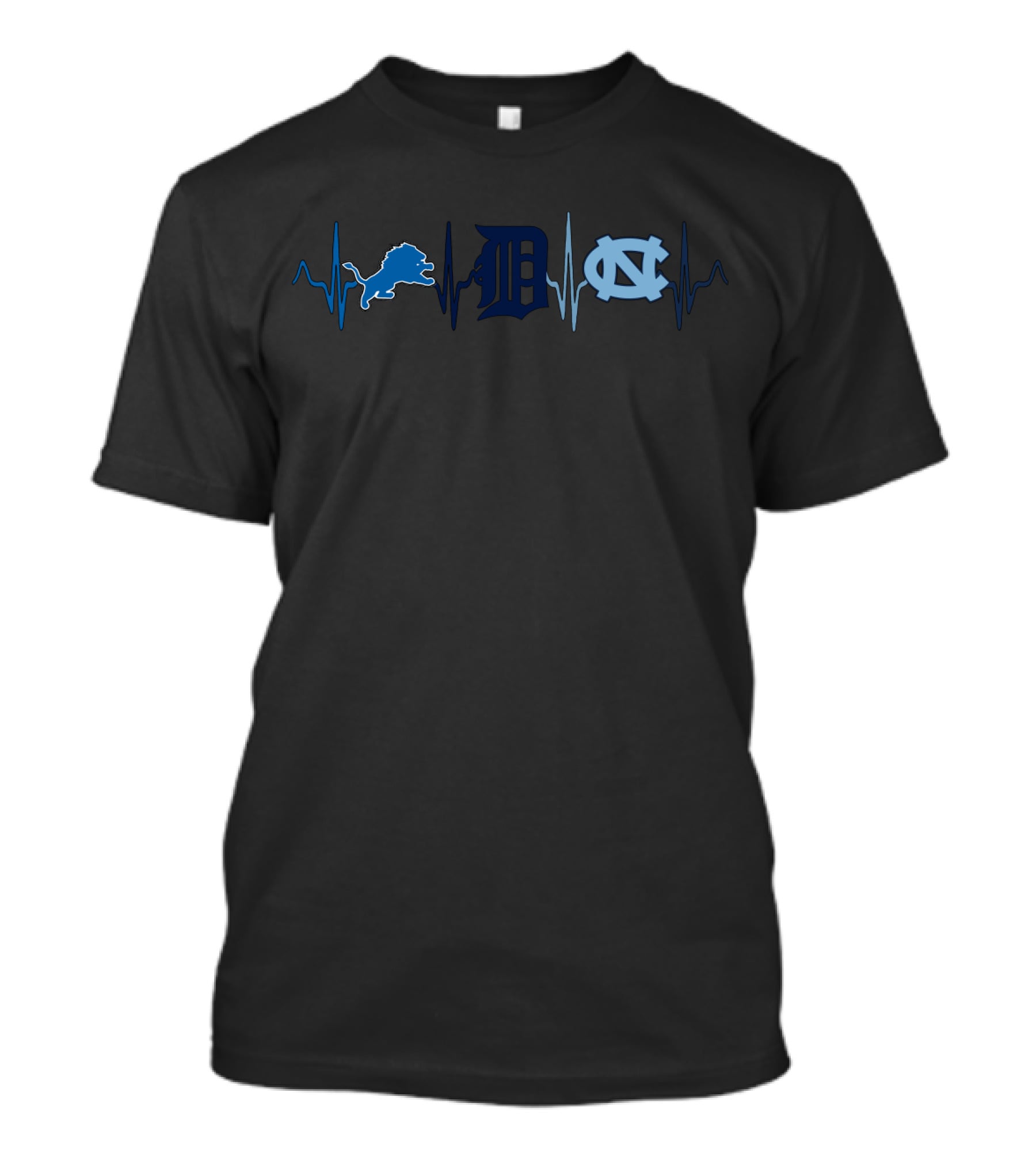 Detroit Lions Tigers Unc Heartbeat Ncth T-Shirt