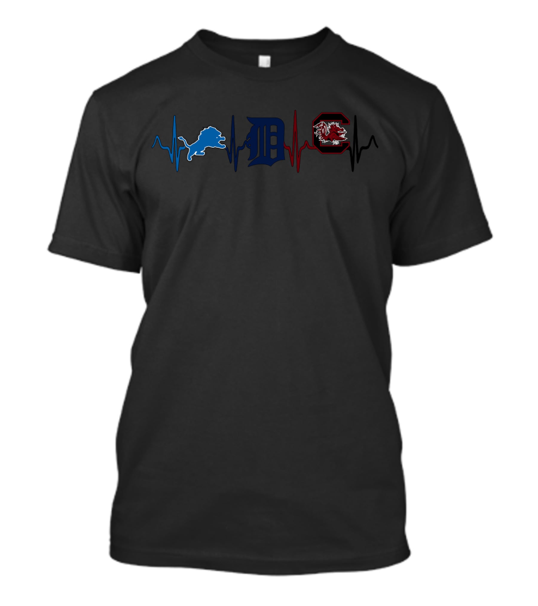 Detroit Lions Detroit Tigers South Carolina Gamecocks Heartbeat T-Shirt