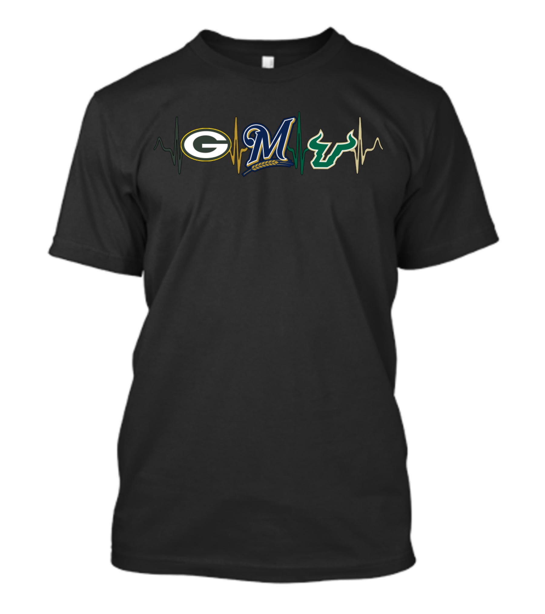 Packers Brewers Usf Heartbeat T-Shirt