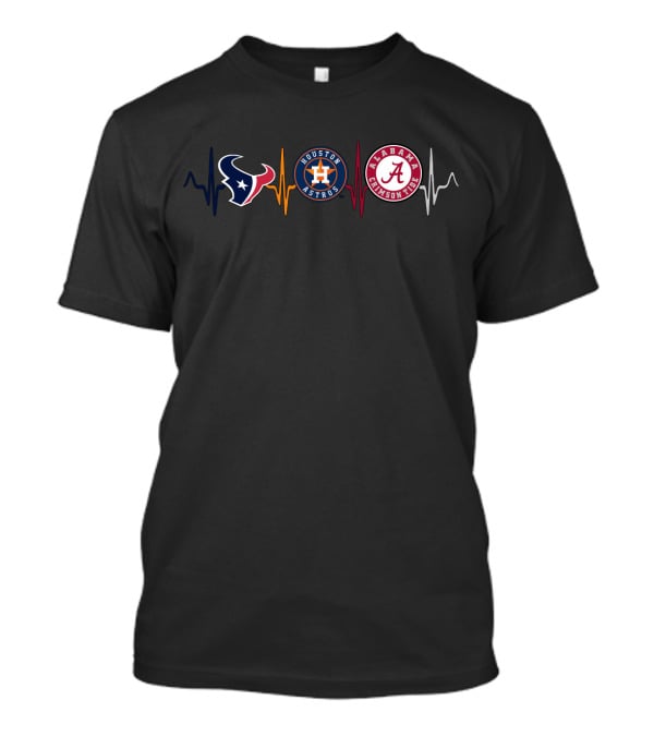 Love Texans Houston Astros Alabama Crimson Tide Heartbeat T-Shirt