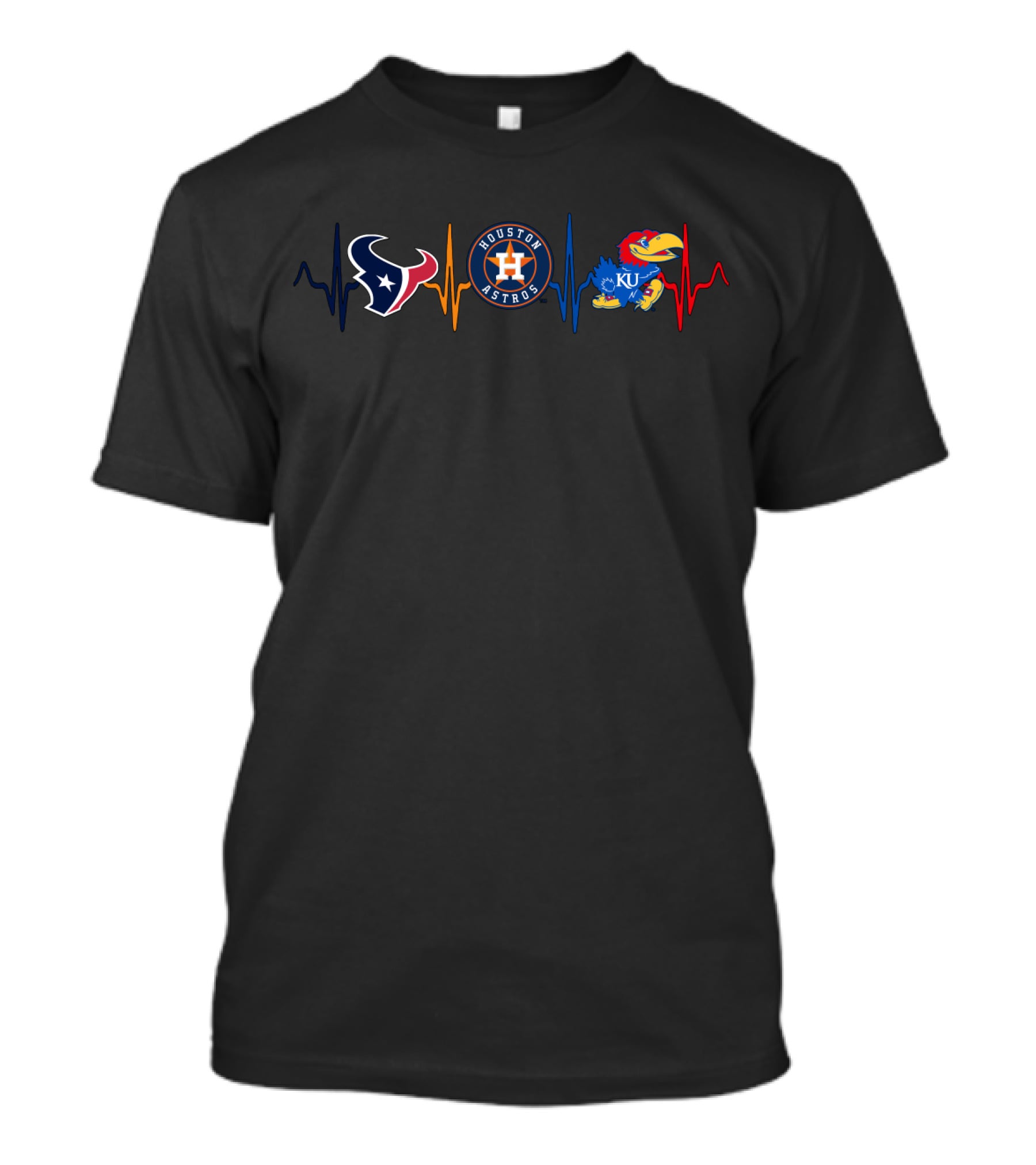 Texans Astros Ku Jayhawks Heartbeat Love T-Shirt