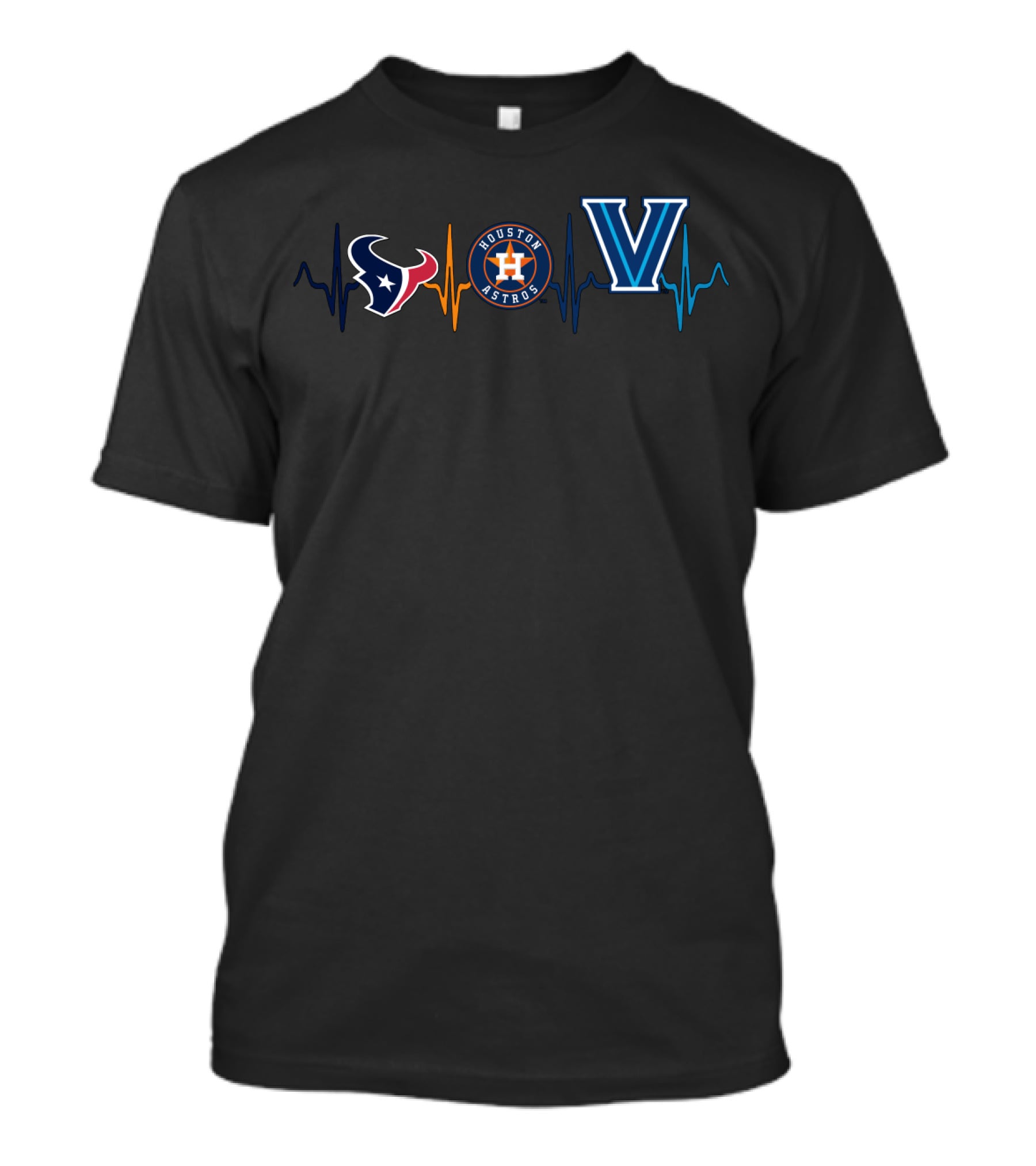 Houston Texans Astros Villanova Wildcats Heartbeat T-Shirt