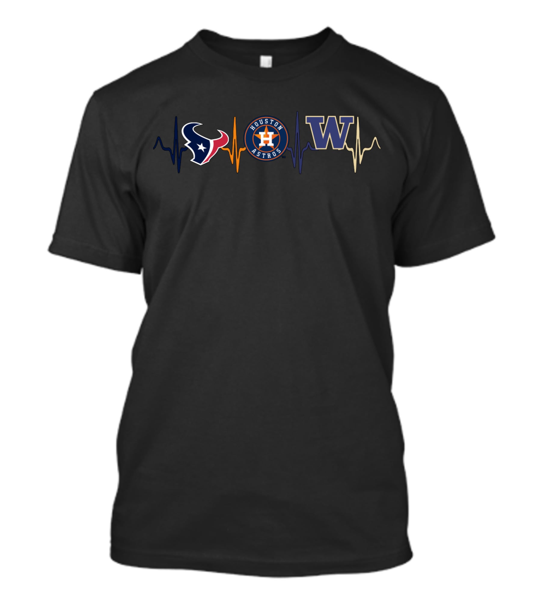 Houston Texans Houston Astros Washington Huskies Heartbeat T-Shirt